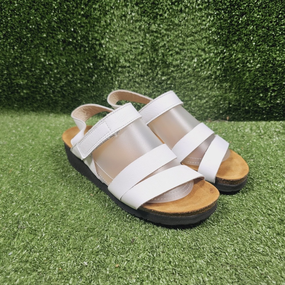 Naot Kayla White Leather Wedge Strappy Comfort Sandals Womens 36 Size 5‎
